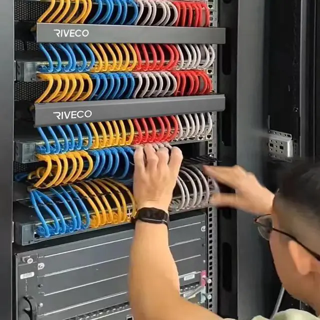 Alt view image 3 of 4 - 2PCS 1U 12 Slot Rack Manager, Server Rack Cable Management, Cord Wire Organizer with Cover for Network Rack Cabinet Horizontal Mount, 19-inches Cable Raceway