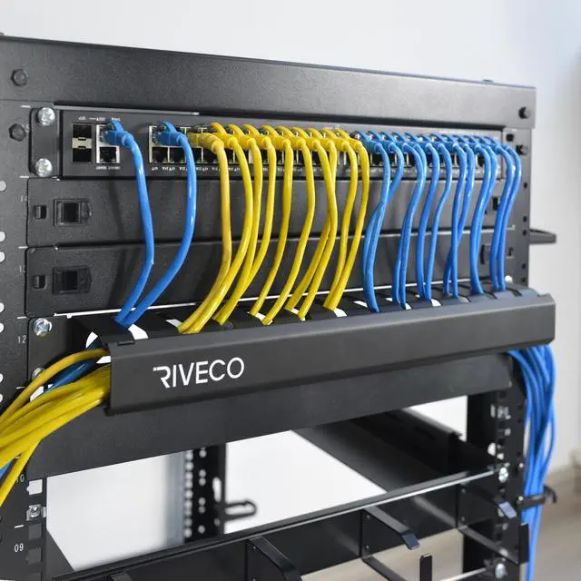 Alt view image 4 of 4 - 2PCS 1U 12 Slot Rack Manager, Server Rack Cable Management, Cord Wire Organizer with Cover for Network Rack Cabinet Horizontal Mount, 19-inches Cable Raceway