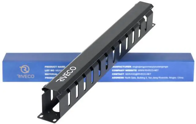 Main image of 1U 12 Slot Rack Manager, Server Rack Cable Management, Cord Wire Organizer with Cover for Network Rack Cabinet Horizontal Mount, 19-inches Cable Raceway