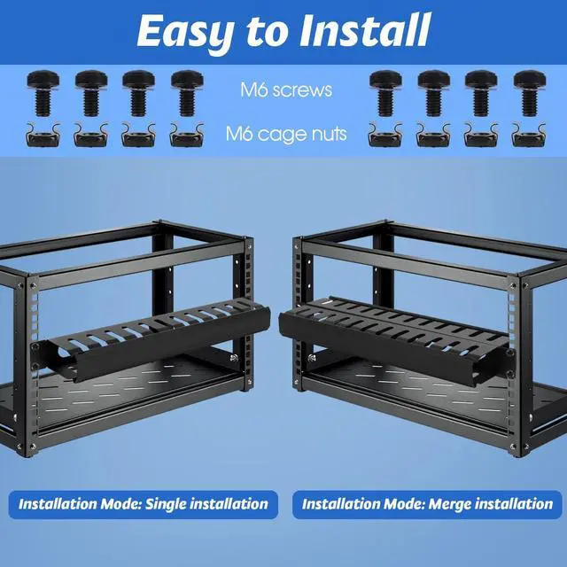 Alt view image 5 of 7 - 2 Pack 19 Inch 1U Server Rack Cable Management -12 Slot Horizontal Rack Mount Cable Manager with Rack Screws - Cable Raceway Wire Duct Channel Track Cord Organizer with Cover for Server Rack & Cabinet