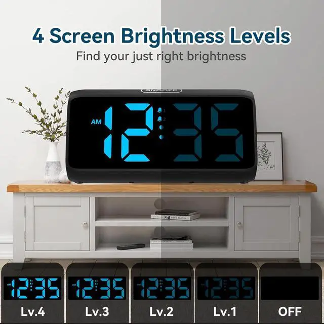 Alt view image 5 of 6 - Digital Alarm Clocks for Bedrooms, Loud Alarm Clock with Dual Alarms, Bold Digits, 5 Dimmers, 4 Volumes, Snooze, Bedside Clock for Deep Sleepers Kids Teens Seniors, Plug in Clock, Easy to Set