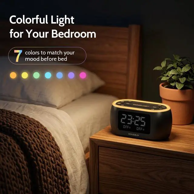 Alt view image 6 of 7 - Digital Alarm Clock Radio for Bedrooms, Phone-Free Wake-up with Dual Alarm, Night Light, Small Radio Clock for Bedside