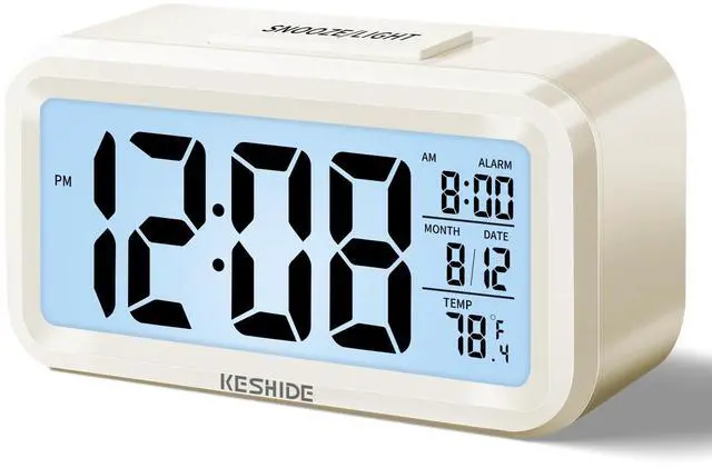Main image of Digital Alarm Clock Battery Operated with Indoor Temperature, Desk Small Clock,Snooze Model,12/24H Display for Bedrooms Heavy Sleepers Kids Travel Bathroom (White)