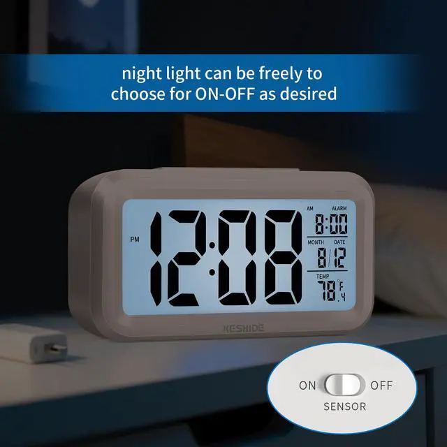 Alt view image 5 of 7 - Digital Alarm Clock Battery Operated with Indoor Temperature, Desk Small Clock,Snooze Model,12/24H Display for Bedrooms Heavy Sleepers Kids Travel Bathroom (White)