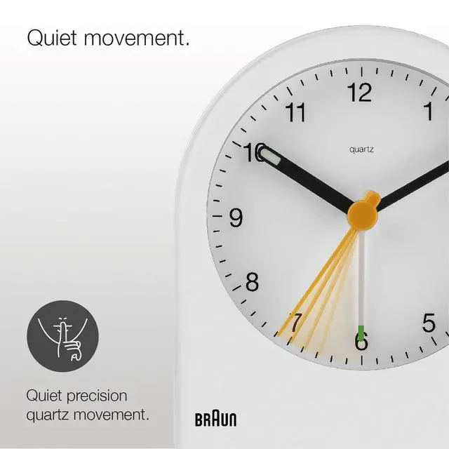 Alt view image 2 of 7 - Classic Analogue Alarm Clock with Snooze and Continuous Backlight, Quiet Quartz Movement, Crescendo Beep Alarm in White, Model BC22W.