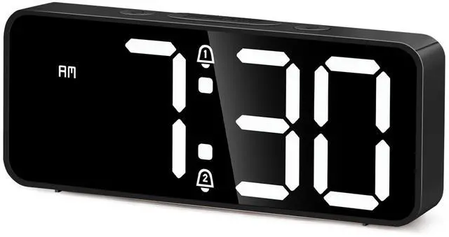 Main image of Battery Operated Small Digital Alarm Clock Cordless or Plug-in, Extra Loud 105dB for Heavy Sleepers Adults, LED Bedside Desk Clock for Bedroom, 2 Alarms, 5-Level Dimmer, DST(Black+White)