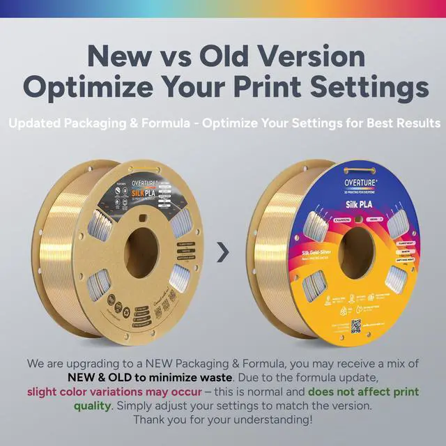 Alt view image 2 of 7 - Silk PLA Dual Color Filament 1.75mm, Bi-Color Shiny PLA Finish, Smooth & Glossy, 1kg Spool (2.2lbs), Ideal for Cosplay Jewelry & Home Decor (Silk Gold-Silver)