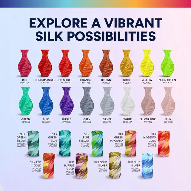 Alt view image 6 of 7 - Silk PLA Dual Color Filament 1.75mm, Bi-Color Shiny PLA Finish, Smooth & Glossy, 1kg Spool (2.2lbs), Ideal for Cosplay Jewelry & Home Decor (Silk Gold-Silver)