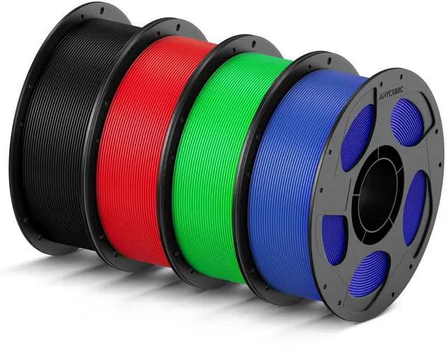 Main image of High Speed 3D Printer Filament 1.75mm Bundle, Rapid PLA Filament with High Prints Quality, Dimensional Accuracy +/- 0.02mm, 1KG Reusable Spool, 4KG Black + Red + Green + Blue