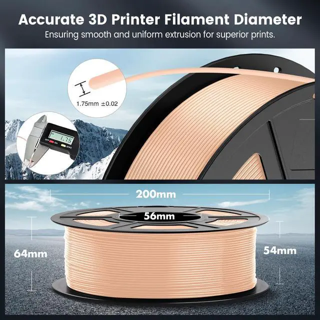 Alt view image 5 of 7 - PLA 3D Printer Filament PLA Filament 1.75mm, Neatly Wound 3D Printing Filament 1.75mm, Dimensional Accuracy +/- 0.02 mm, Fit Most FDM 3D Printers, 1kg Spool (2.2lbs), Skin Beige