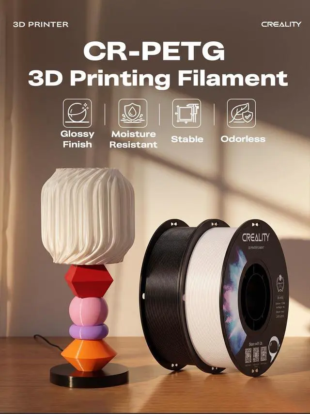 Alt view image 2 of 7 - 2 kg Black & White PETG 1.75mm Filament, 3D Printer Filament Bundle, Excellent Toughness High Precision, Odorless Non-Toxic Moistureproof, Glossy, Accuracy +/- 0.02mm