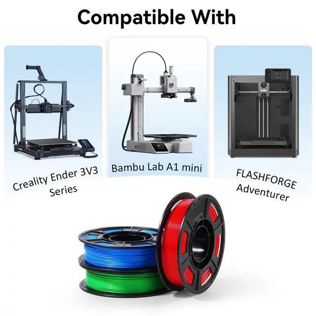 Alt view image 4 of 7 - 3D Printer Filament 250g 53mm Spool - 1.75mm High Precision Regular PLA Compatible with FLASHFORGE, Bambu Lab A1, Creality Ender-3 V3, Black, White, Red, Green, Blue, Purple for Beginners