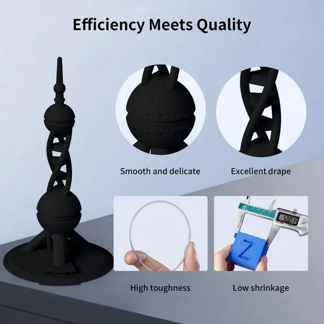 Alt view image 4 of 7 - High Speed 3D Printer Filament 1.75mm, Print Up to 10X Faster, Rapid PLA Filament with High Prints Quality, Dimensional Accuracy +/- 0.02mm, 1KG Reusable Spool, Black