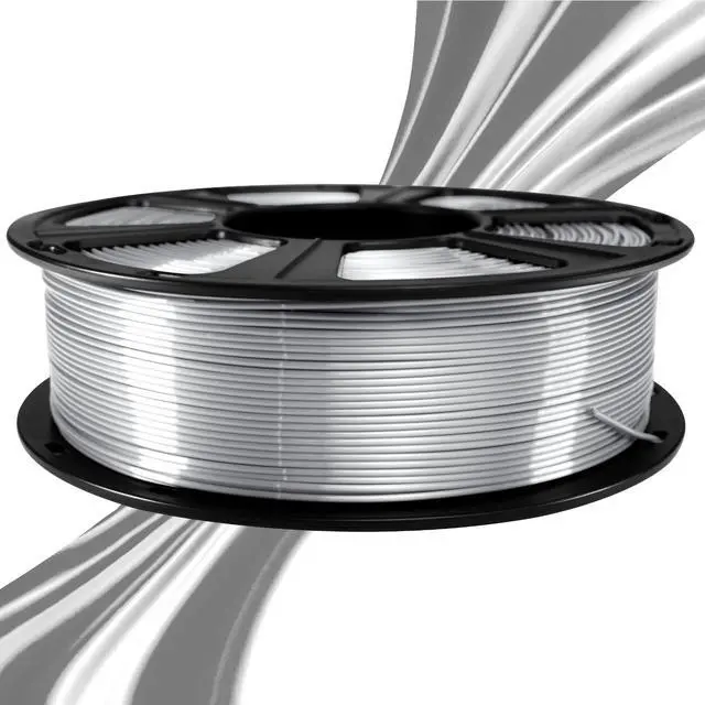 Alt view image 3 of 7 - Silk PLA Filament 1.75mm for 3D Printer, Metal-Like Shiny 3D Filament 1kg (2.2lbs) 1 Spool, Dimensional Accuracy +/- 0.02 mm, Metallic Silver Silk Filament
