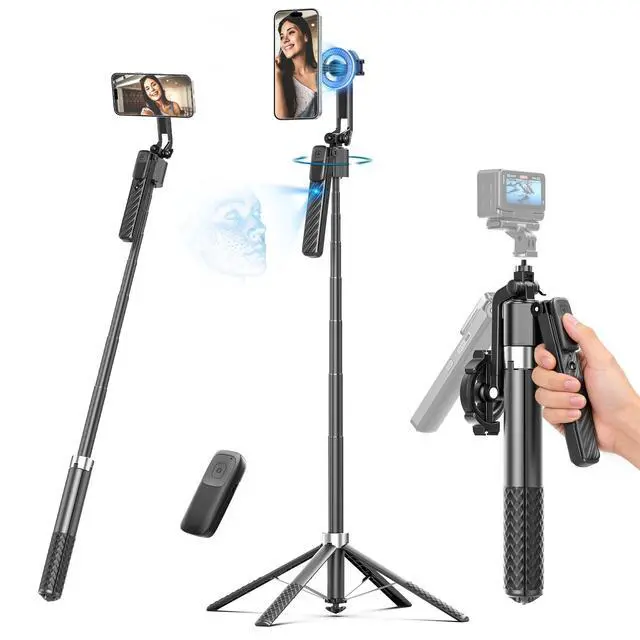 Main image of 71" Auto Face Tracking Tripod, 1-Sec Quick Setup Magnetic Tripod for iPhone, No App Needed 360° Rotating Phone & Camera Tripod, Content Creator Essentials for TikTok YouTube