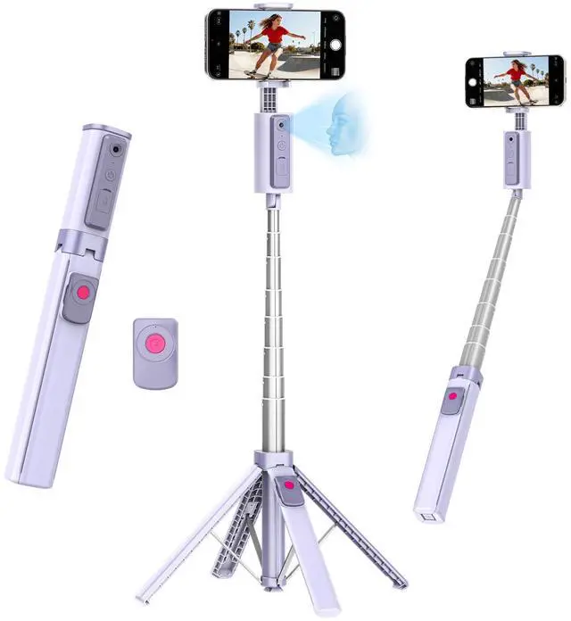Main image of 59'' Auto Face Tracking Tripod, 360° Rotation Selfie Stick for iPhone & Android with Wireless Remote, No App Required, Gesture Control for Vlog