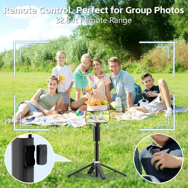 Alt view image 7 of 7 - Auto Face Tracking Tripod for iPhone, Android & Camera, 60" Extendable Selfie Stick Tripod with Light and Remote, No App, 360° Rotation Phone Holder for TikTok, YouTube, Vlog, Live Streaming