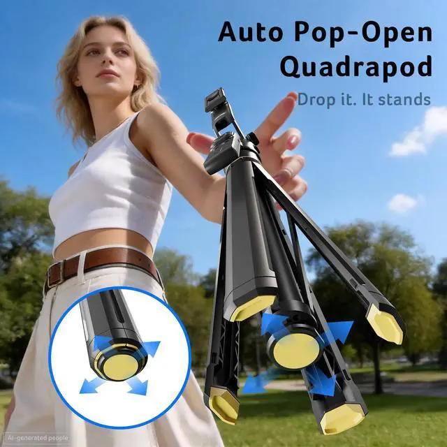 Alt view image 4 of 7 - Auto Face Tracking Tripod for iPhone Gesture Control Detachable Mini Ring Light 64" 360 Degree AI Tracking Phone Tripod for Vlogging YouTube TikTok Video Recording