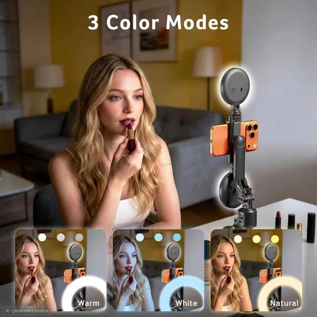 Alt view image 5 of 7 - Auto Face Tracking Tripod for iPhone Gesture Control Detachable Mini Ring Light 64" 360 Degree AI Tracking Phone Tripod for Vlogging YouTube TikTok Video Recording