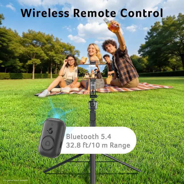 Alt view image 3 of 6 - Auto Face Tracking Tripod for iPhone Magnetic Phone Mount Gesture Control Detachable Mini Ring Light 64" 360 Degree AI Tracking Phone Tripod for Vlogging YouTube TikTok Video Recording