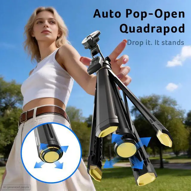 Alt view image 6 of 6 - Auto Face Tracking Tripod for iPhone Magnetic Phone Mount Gesture Control Detachable Mini Ring Light 64" 360 Degree AI Tracking Phone Tripod for Vlogging YouTube TikTok Video Recording