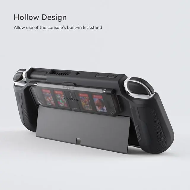 Alt view image 4 of 7 - Switch OLED Case with Flip Game Storage,Dockable Protective Case for Nintendo Switch OLED 2021 TPU Grip Portable Cover Accessories, Black