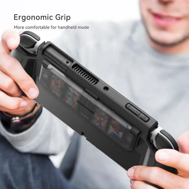 Alt view image 7 of 7 - Switch OLED Case with Flip Game Storage,Dockable Protective Case for Nintendo Switch OLED 2021 TPU Grip Portable Cover Accessories, Black