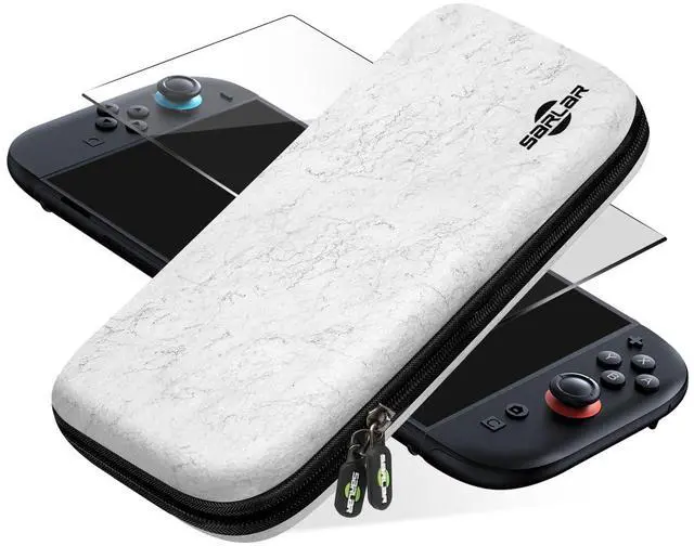Main image of Carrying Case for Nintendo Switch 2, Premium Odorless Hard Felt with Screen Protector, Portable Protection Travel Bag with 14 Game Cartridges for Storage Console Accessories, White
