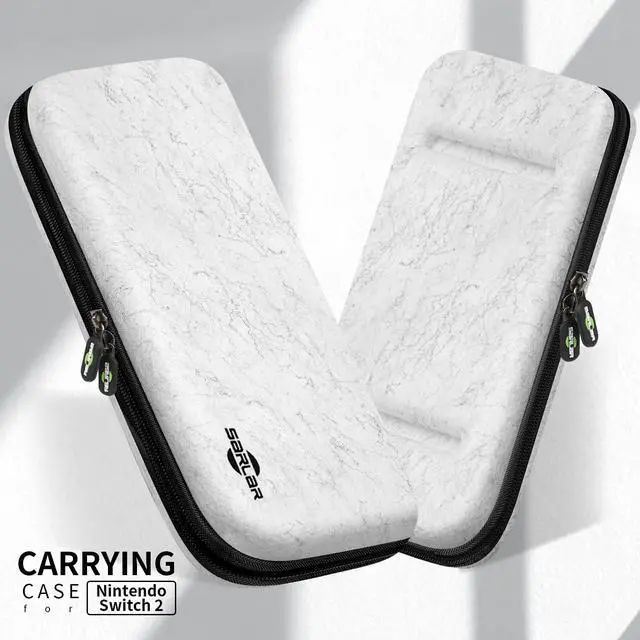 Alt view image 2 of 7 - Carrying Case for Nintendo Switch 2, Premium Odorless Hard Felt with Screen Protector, Portable Protection Travel Bag with 14 Game Cartridges for Storage Console Accessories, White