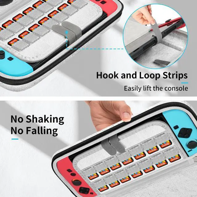 Alt view image 7 of 7 - Carrying Case for Nintendo Switch 2, Premium Odorless Hard Felt with Screen Protector, Portable Protection Travel Bag with 14 Game Cartridges for Storage Console Accessories, White