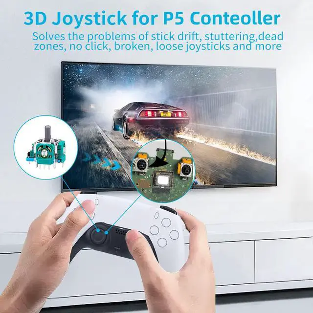Alt view image 3 of 6 - Joysticks Replacement for P5 Controller, 3D Joystick Module Parts Compatible with P5 51 PCS Controller parts 4 Joystick, Thumbstick, 10 Protective Ring and More,blue