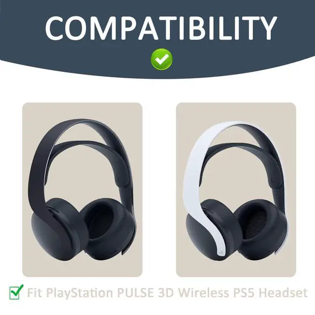 Alt view image 2 of 7 - Ear Pads Replacement for Sony PlayStation 5 Pulse PS5 3D Wireless Headset, Headphone Earpads Ear Cushions, Ear Cups Cover Repair Parts-MF Black