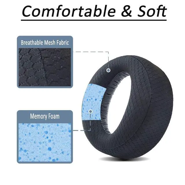 Alt view image 5 of 7 - Ear Pads Replacement for Sony PlayStation 5 Pulse PS5 3D Wireless Headset, Headphone Earpads Ear Cushions, Ear Cups Cover Repair Parts-MF Black