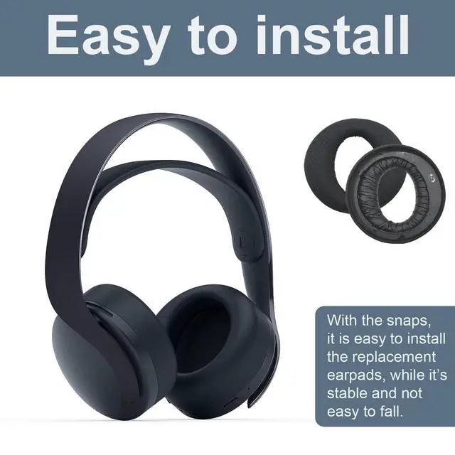 Alt view image 6 of 7 - Ear Pads Replacement for Sony PlayStation 5 Pulse PS5 3D Wireless Headset, Headphone Earpads Ear Cushions, Ear Cups Cover Repair Parts-MF Black