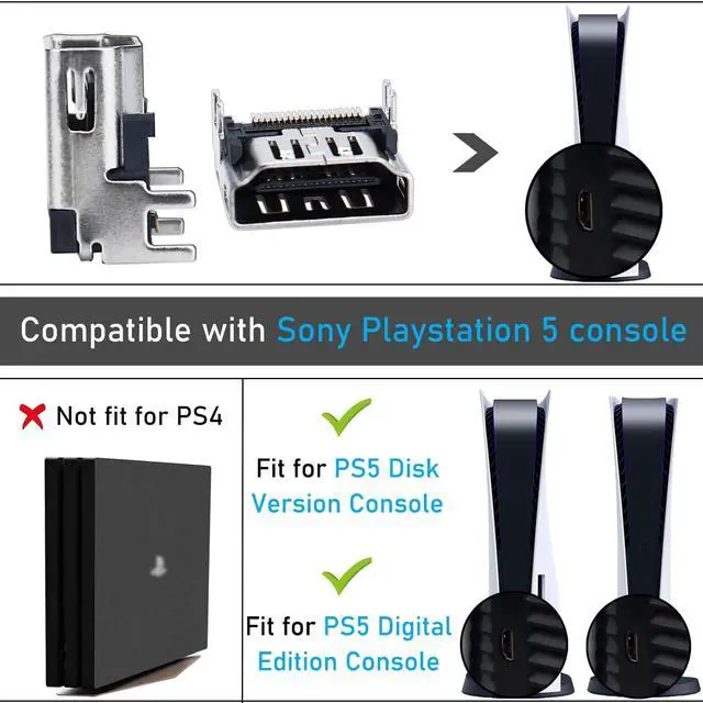 Alt view image 2 of 6 - 4 Pack Replacement Port for Sony PlayStation 5 PS5 Display Socket Jack Interface Connector Repair Kit