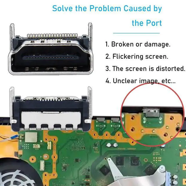 Alt view image 3 of 6 - 4 Pack Replacement Port for Sony PlayStation 5 PS5 Display Socket Jack Interface Connector Repair Kit