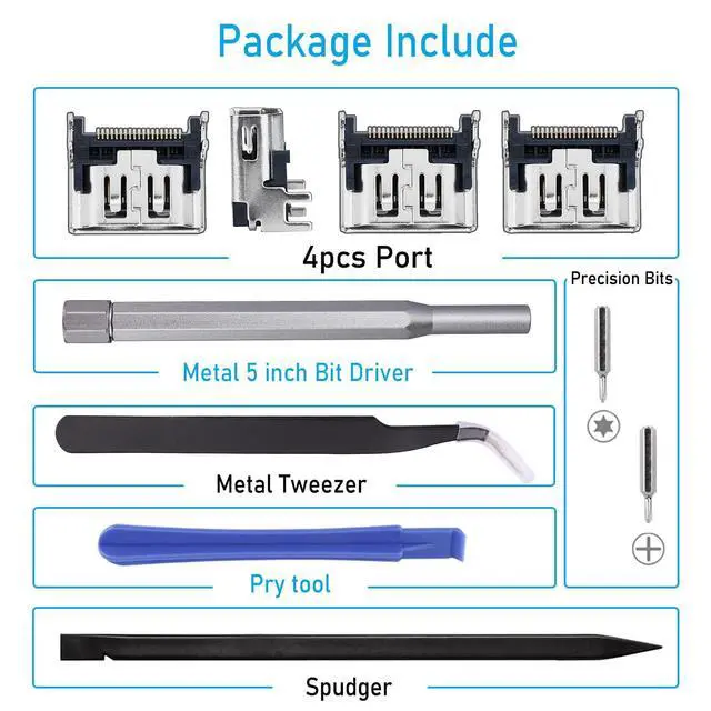 Alt view image 6 of 6 - 4 Pack Replacement Port for Sony PlayStation 5 PS5 Display Socket Jack Interface Connector Repair Kit