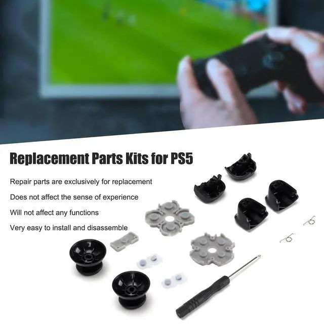 Alt view image 2 of 7 - PS5 Controller Replacement Parts Kit for PS5 Handle Conductive Rubber Pad Rocker + 3D Plastic Cap + L12 Replacement Buttons Set Repair Kit
