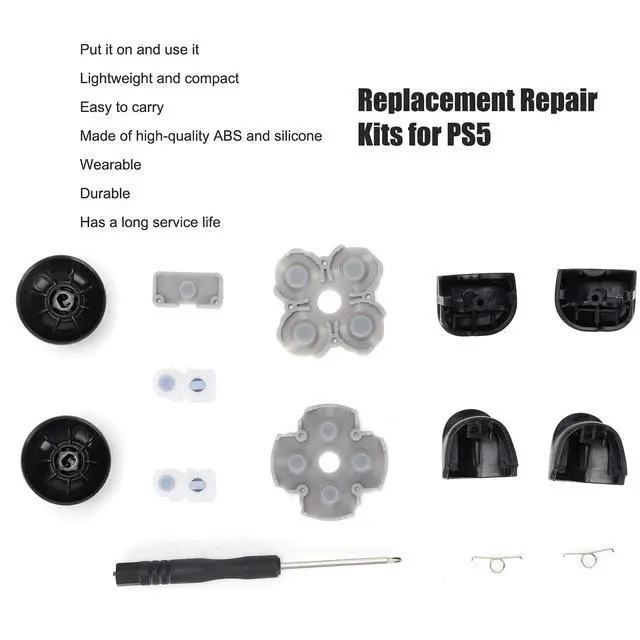 Alt view image 3 of 7 - PS5 Controller Replacement Parts Kit for PS5 Handle Conductive Rubber Pad Rocker + 3D Plastic Cap + L12 Replacement Buttons Set Repair Kit