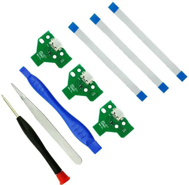 Main image of 3pcs JDS-055 Replacement Charging Port for PS4 Slim Pro,Charger Socket Board Connector Module for PlayStation 4 Controller, Flex Cable, Tool Screwdriver Repair Kit(JDS-055)