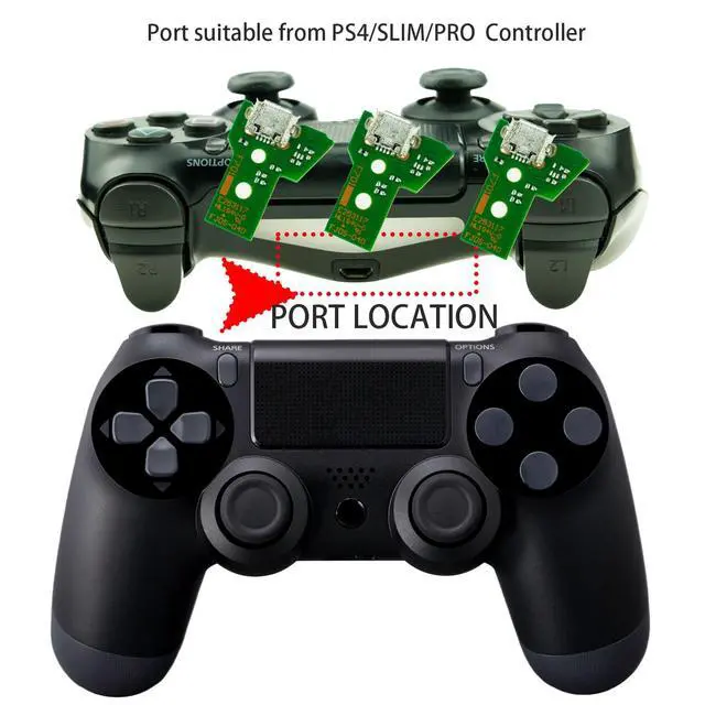Alt view image 2 of 5 - 3pcs JDS-055 Replacement Charging Port for PS4 Slim Pro,Charger Socket Board Connector Module for PlayStation 4 Controller, Flex Cable, Tool Screwdriver Repair Kit(JDS-055)