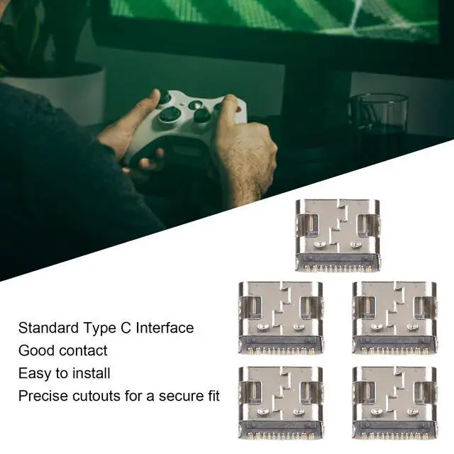 Alt view image 4 of 7 - 5PCs Replacement Charging Port Assembly for Controller, Repair Part USB C Adaptor Charger Socket
