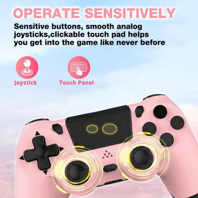 Alt view image 3 of 5 - Wireless Controller for PS4,Remote controller for PS4/Slim/Pro/PCwith Dual Vibration/3.5mm Audio Jack/6-Axis Gyro/Touch Pad/Type-C Port/1000mAh Battery mac game