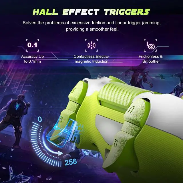 Alt view image 2 of 6 - Wireless Controller for PS-4, Gamepad with Dual Vibration/Hall Effect Joysticks/Six-axis Gyroscope Sensor/Touchpad, Built-in Speaker & Headphone Jack, Compatible with PS4/Slim/Pro Console/PC(Yellow)