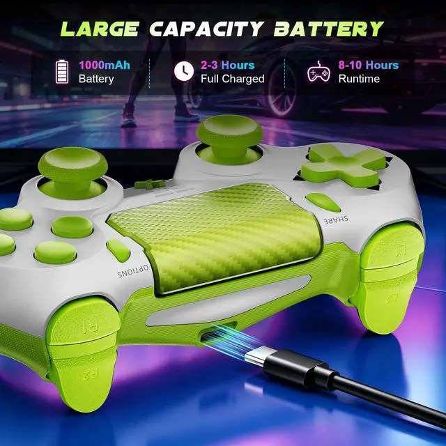 Alt view image 5 of 6 - Wireless Controller for PS-4, Gamepad with Dual Vibration/Hall Effect Joysticks/Six-axis Gyroscope Sensor/Touchpad, Built-in Speaker & Headphone Jack, Compatible with PS4/Slim/Pro Console/PC(Yellow)