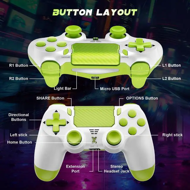 Alt view image 6 of 6 - Wireless Controller for PS-4, Gamepad with Dual Vibration/Hall Effect Joysticks/Six-axis Gyroscope Sensor/Touchpad, Built-in Speaker & Headphone Jack, Compatible with PS4/Slim/Pro Console/PC(Yellow)