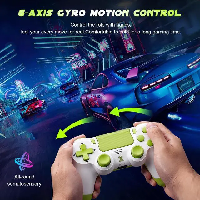 Alt view image 3 of 6 - Wireless Controller for PS-4, Gamepad with Dual Vibration/Hall Effect Joysticks/Six-axis Gyroscope Sensor/Touchpad, Built-in Speaker & Headphone Jack, Compatible with PS4/Slim/Pro Console/PC(Yellow)