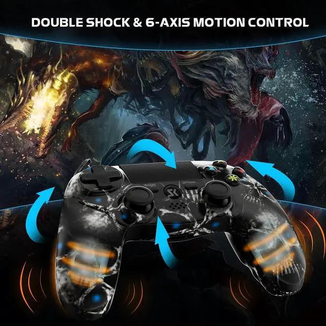 Alt view image 3 of 6 - 2 Pack Wireless Controller for PS4, Controller for Sony PlayStation 4, Double Shock 6-Axis Motion Sensor, Sensitive Touch Pad, Built-in Speaker & 3.5mm Headset Jack, Compatible with PS4/Pro/Slim