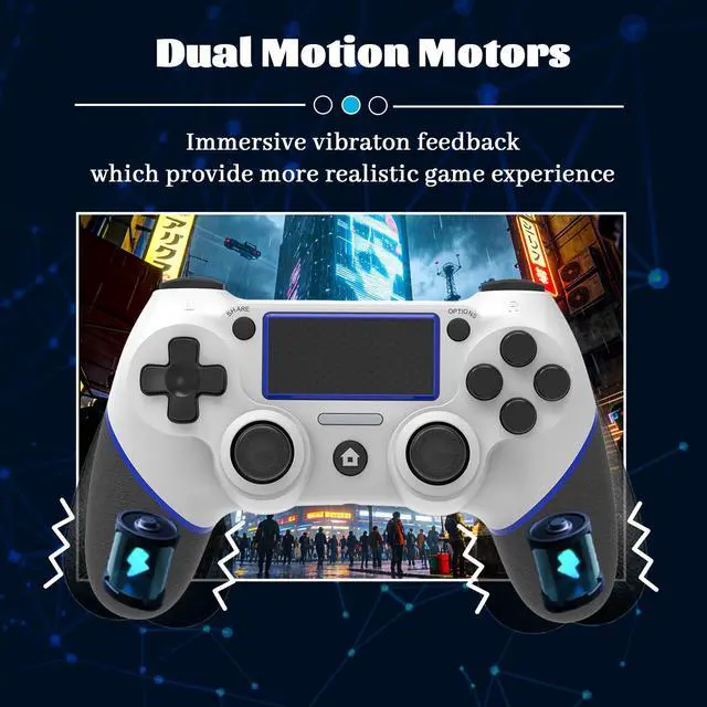 Alt view image 6 of 7 - Wireless Controller for Ps4 Controller Compatible with PS4/Slim/Pro/Windows PC,with Touchpad/Vib-ration/Built-in Speaker&3.5mm Headphone Jack/Six-axis Motion Control/USB-C Charging Cable (White Blue)