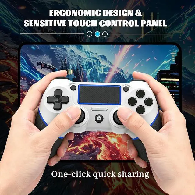 Alt view image 7 of 7 - Wireless Controller for Ps4 Controller Compatible with PS4/Slim/Pro/Windows PC,with Touchpad/Vib-ration/Built-in Speaker&3.5mm Headphone Jack/Six-axis Motion Control/USB-C Charging Cable (White Blue)
